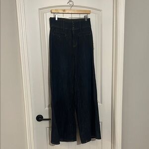 Pilcro Dark Wide-Leg Jeans with cute pocket detail